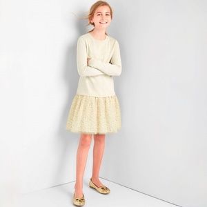 Gap girls soft cream mix media sweater dress